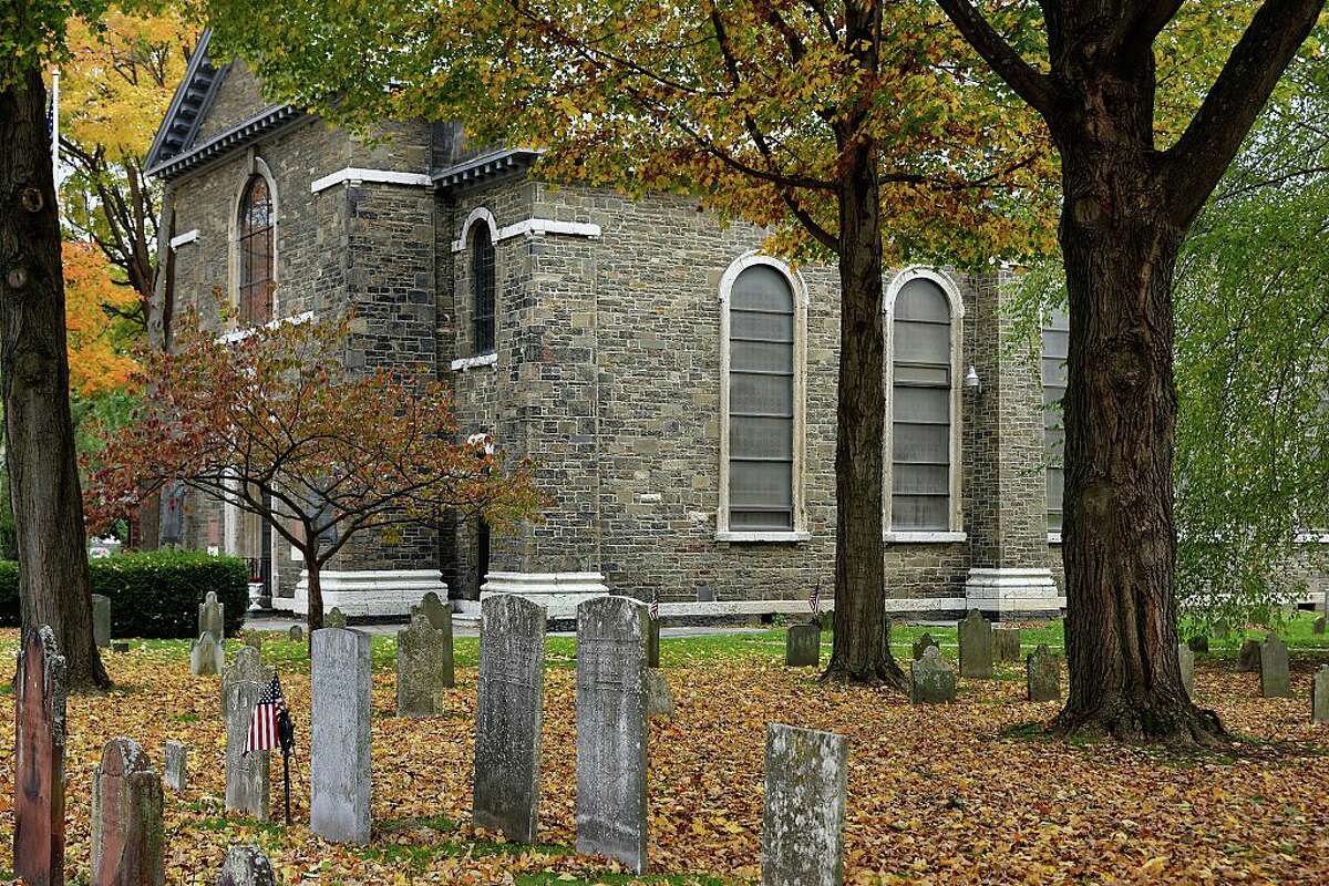 George Washington once visited the Old Dutch Church, and its cemetery is where New York state’s first governor, George Clinton, is buried. 
