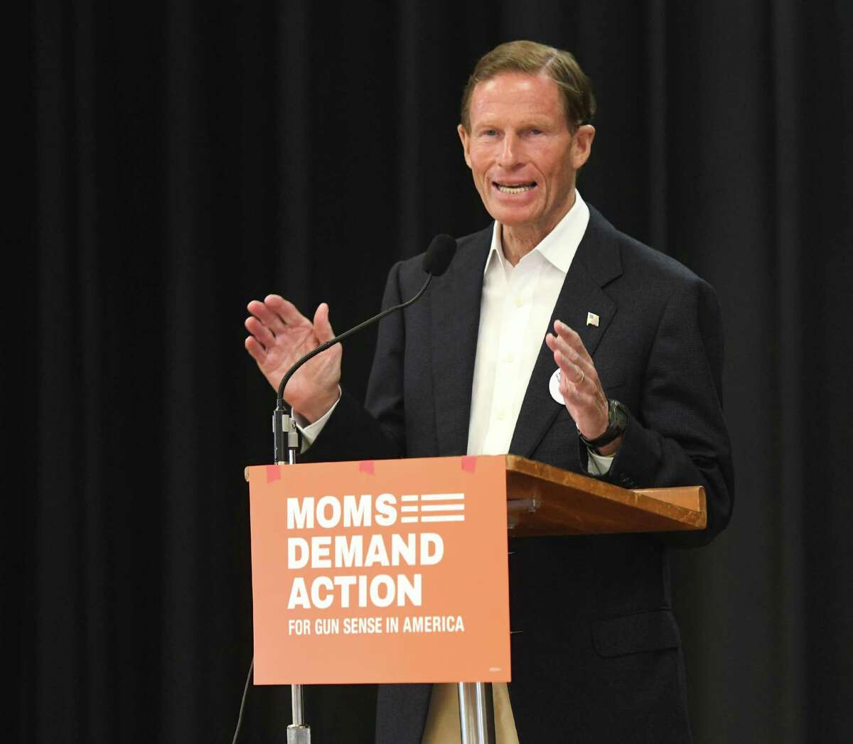 U.S. Sen. Richard Blumenthal speaks at the Concert to Honor Victims and Survivors of Gun Violence St. Catherine of Siena Church in the Riverside section of Greenwich in 2019. Blumenthal announced last year he would seek reelection and now faces a challenge from fellow Greenwich resident Leora Levy.