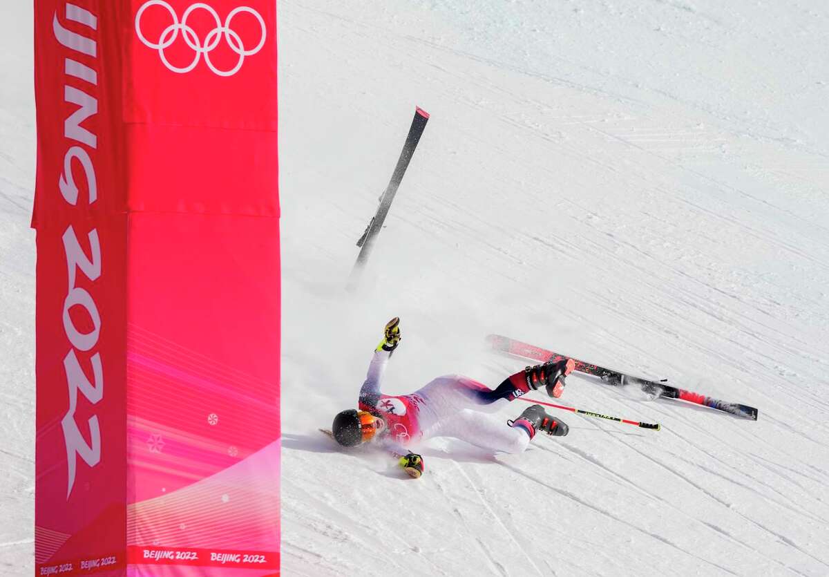 San Francisco native Nina O’Brien, an eight-time national champion, ejected from her skis and violently tumbled toward the finish line of Monday’s giant slalom race.