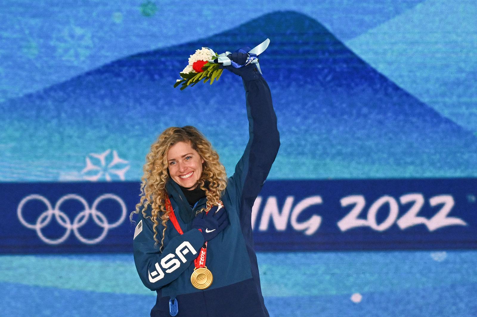 Finishing touch: 16 years later, snowboarder Lindsey Jacobellis gets gold.
