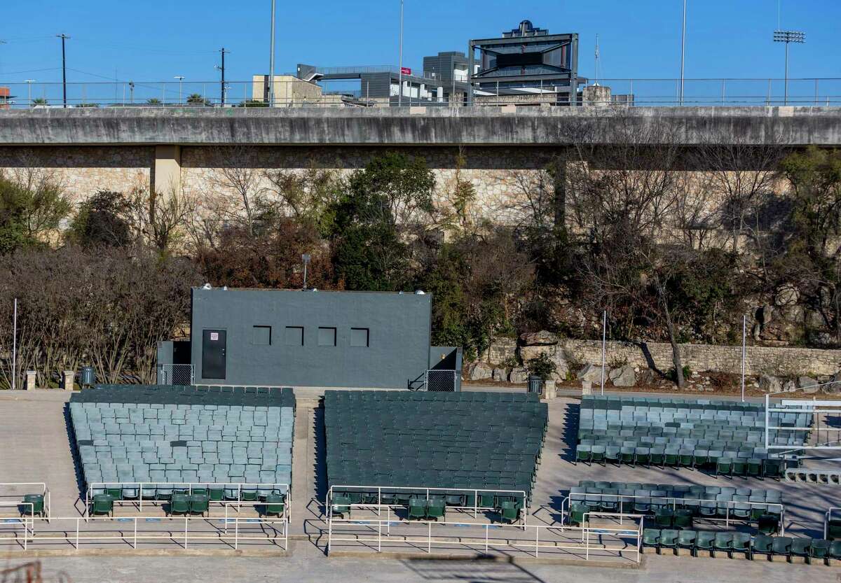 The Sunken Garden Theater is seen Tuesday, Feb. 8, 2022, with U.S. 281 and Alamo Stadium in the background.