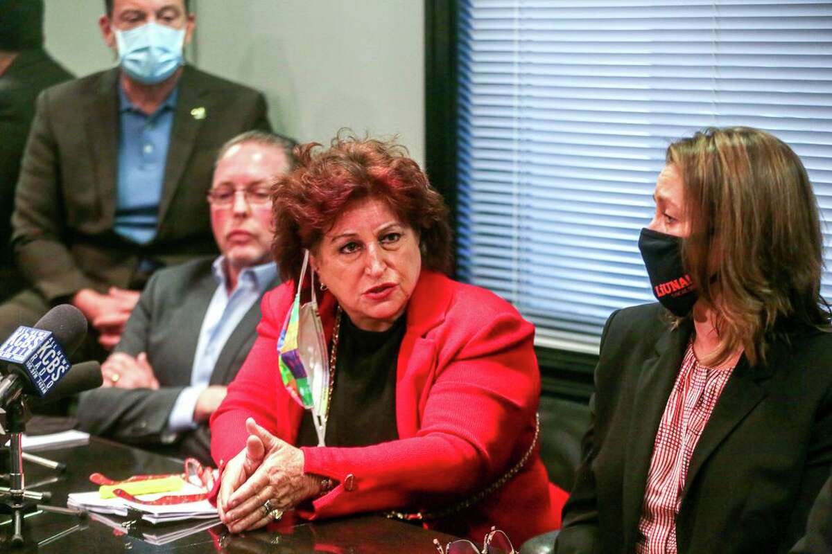Attorney Angela Alioto speaks during a press conference in San Francisc. The lawsuit alleges that the City and County of San Francisco engaged in a “systematic campaign” of harassment, discrimination and intimidation against union members for their role in exposing City Hall corruption, Mohammed Nuru, DPW and SFPUC Community Benefit scandals.