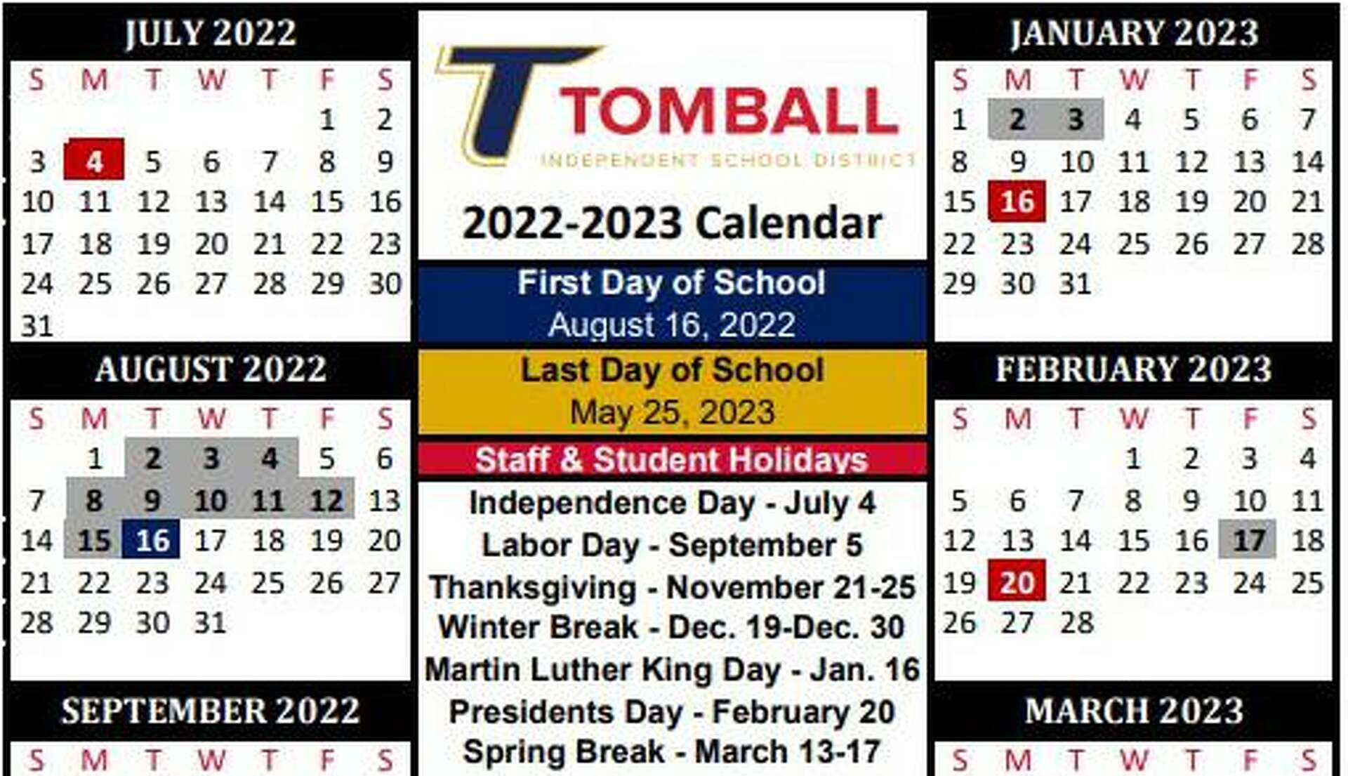 Tomball ISD adds a new student holiday for 202223, 202324 school years