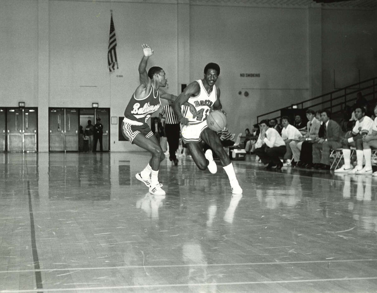 Albany High graduate Johnnie Ray Wall (41) played at Boston University for Rick Pitino, shown crouching in background, from 1978 to 1982. (Boston University athletics)