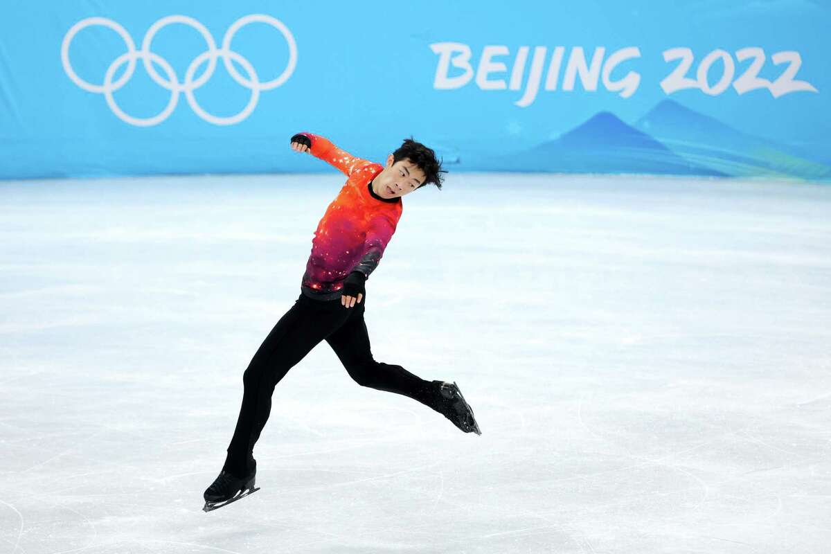 BEIJING, CHINA - FEBRUARY 10: Nathan Chen of Team United States skates during the Men Single Skating Free Skating on day six of the Beijing 2022 Winter Olympic Games at Capital Indoor Stadium on February 10, 2022 in Beijing, China. (Photo by Lintao Zhang/Getty Images)