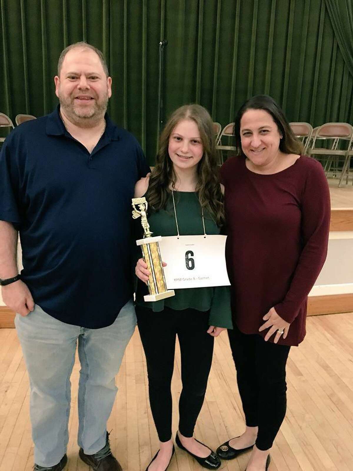 Town-wide Spelling Bee winner Sophie Kudler and family.