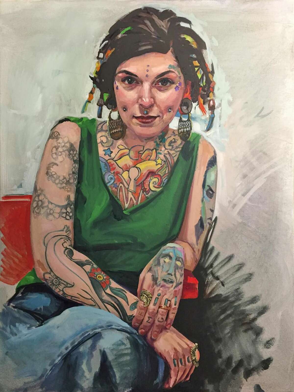 Connecticut artist Brian McClear’s work “Cheryl.” A selection of McClear’s work, “Beyond Surface” will be on display at the Noah Webster Library beginning June 2.