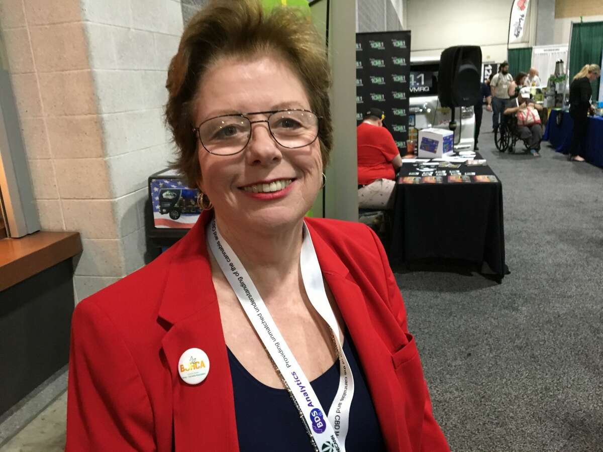 Andi Gray, co-founder of the Norwalk-based Business Owners Hemp and Cannabis Association, at the New England Cannabis Convention in Springfield, Mass.