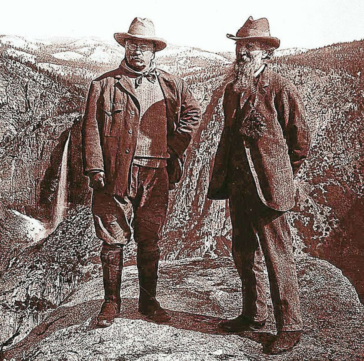A vintage photo featuring President Theodore Roosevelt, who established the National Park system.