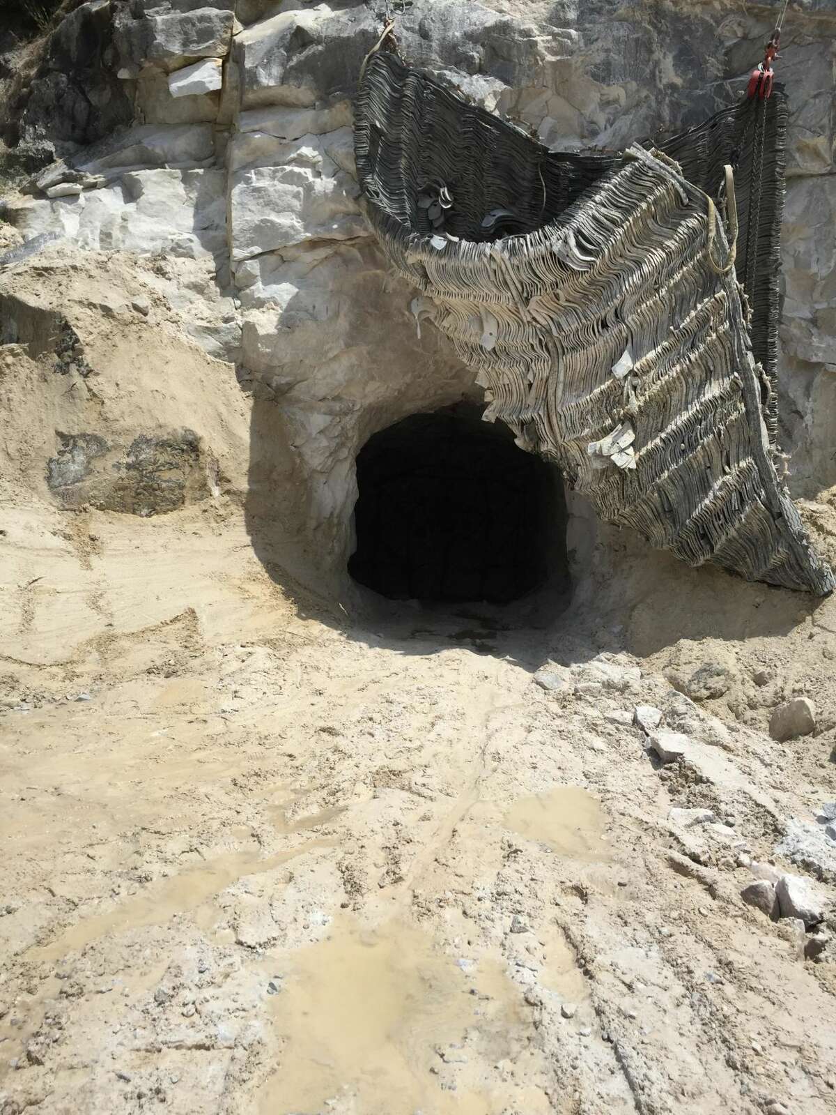 The exterior of the bat hibernaculum at the New Milford quarry during construction.