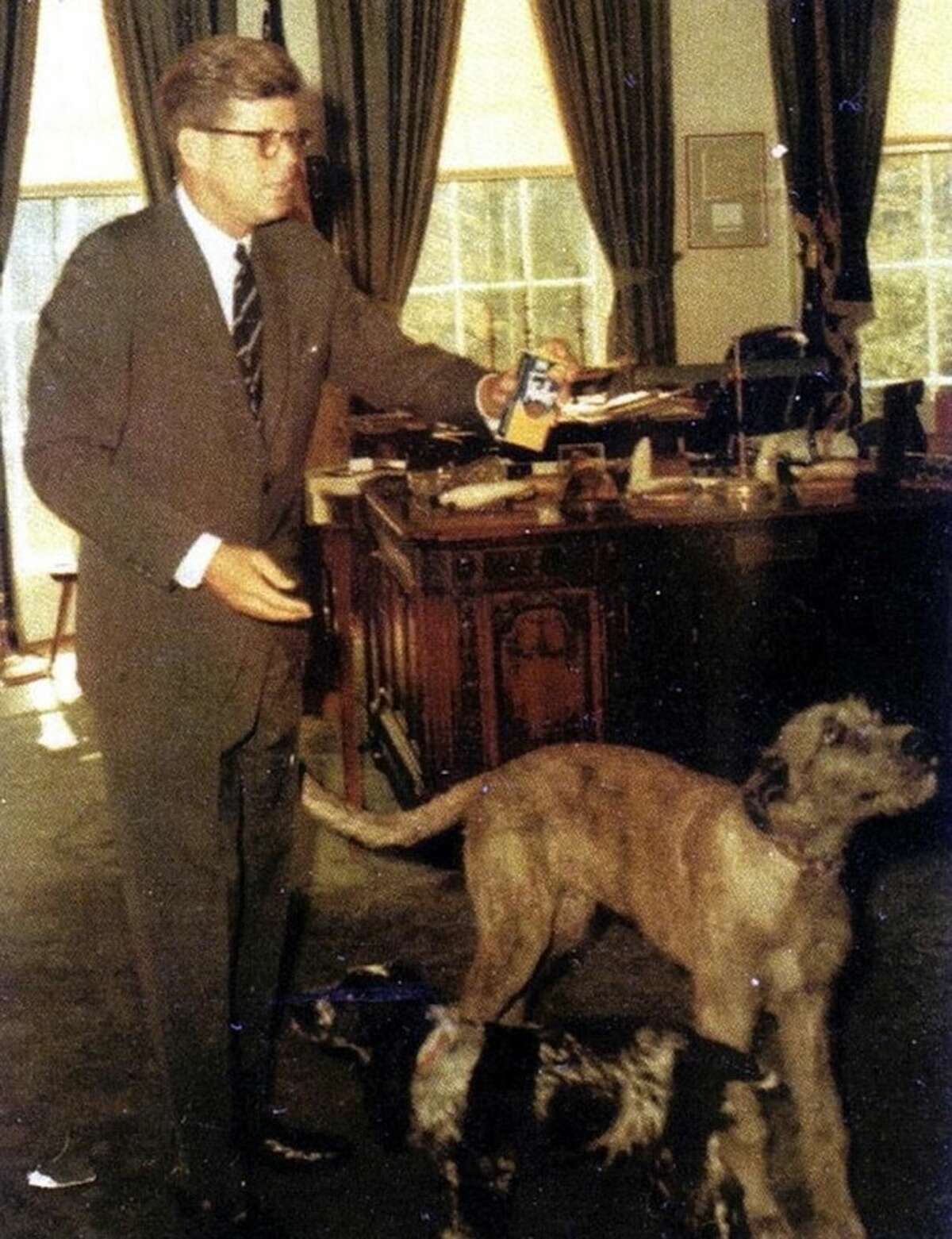 JFK with Wolf and Shannon in the Oval Office.