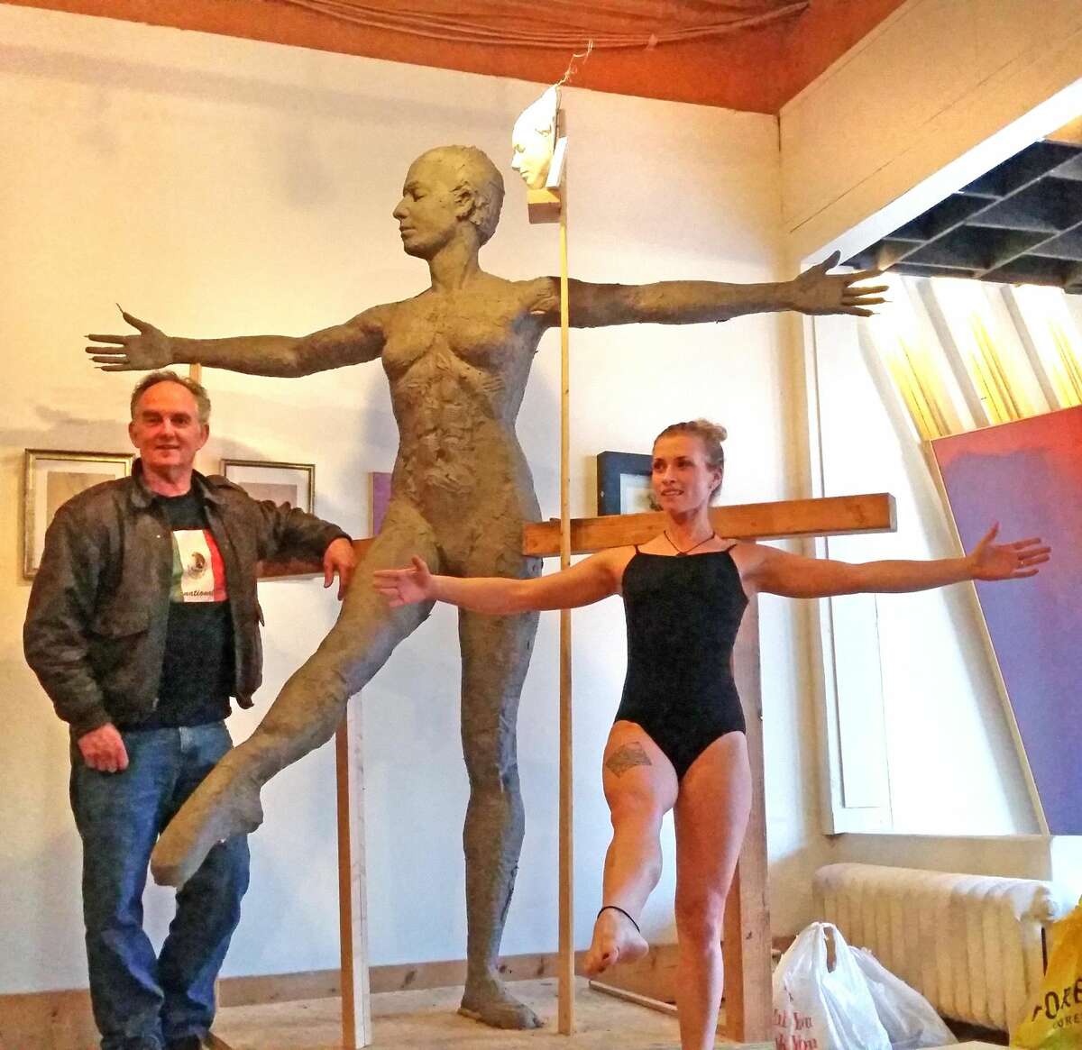 Noelke and his model for this life-size sculpture, Cassandra Stoner.