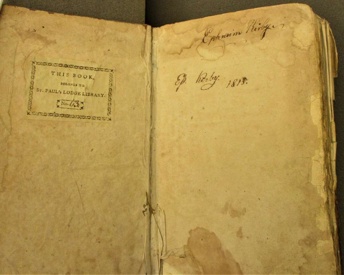 One of the 306 books given to the Masonic Lodge library, “The Literary Magazine and British Review” dated 1815, was among those donated by Ephraim Kirby.