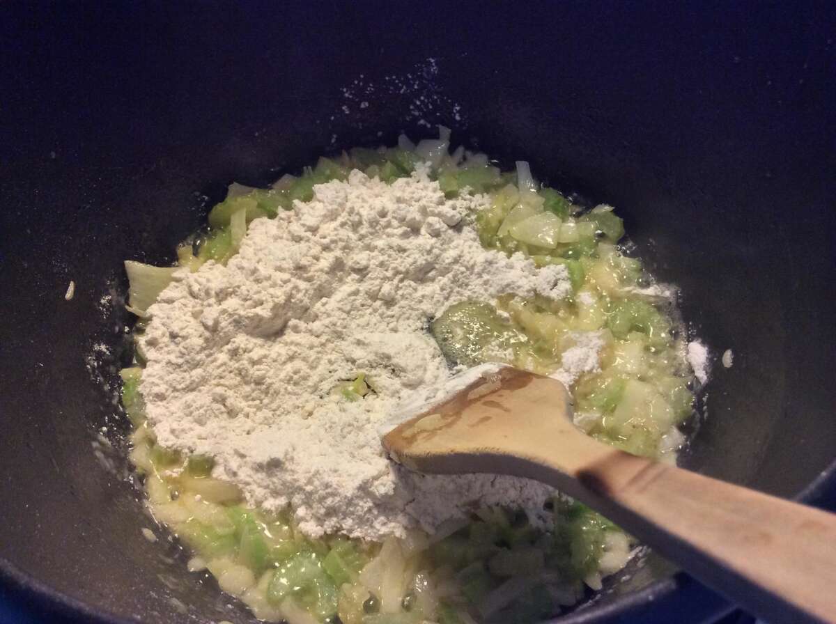 Flour is added to the mixture.