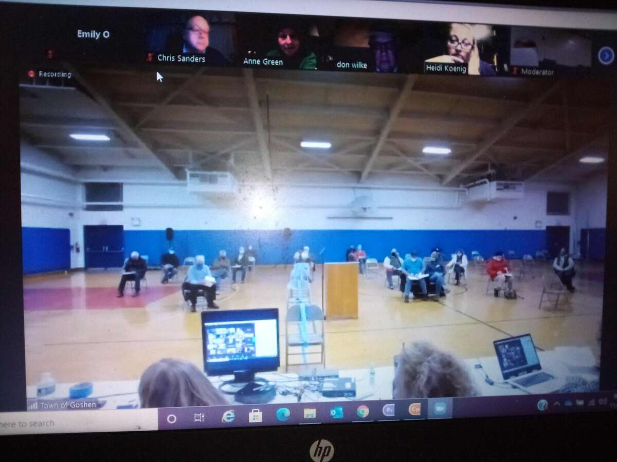 Goshen held a town meeting on Zoom and in person at Goshen Center School.