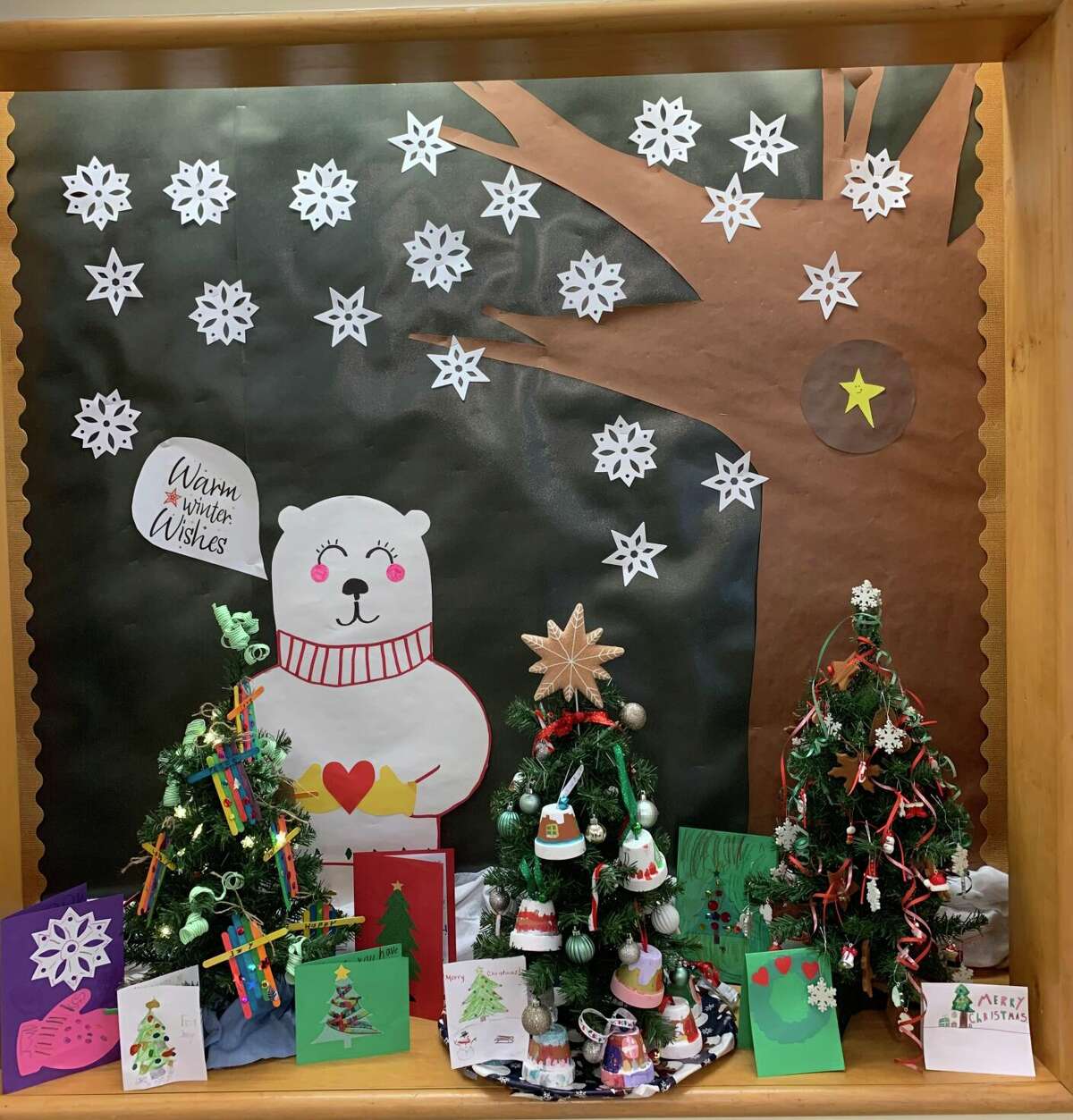 Christmas trees that were decorated by Litchfield County students to cheer up senior citizens over the holidays
