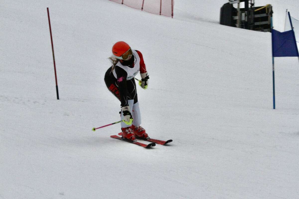 Savannah Peck competes in the final Lake Michigan Ski Conference meet of the season on Wednesday. 