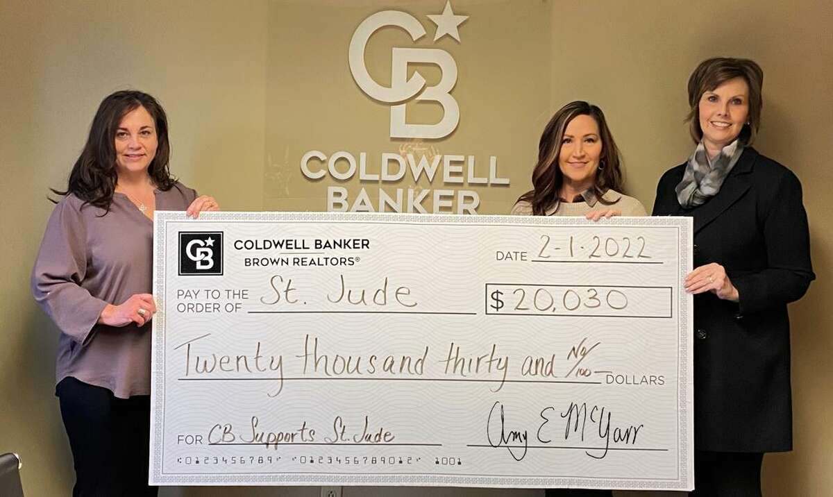 Coldwell Banker Brown Realtors has raised more than $20,000 for St. Jude Children’s Research Hospital. Pictured from left are Coldwell Banker Brown Realtors Wendi Mielke, Angie Daniels and Kara Fitterer.