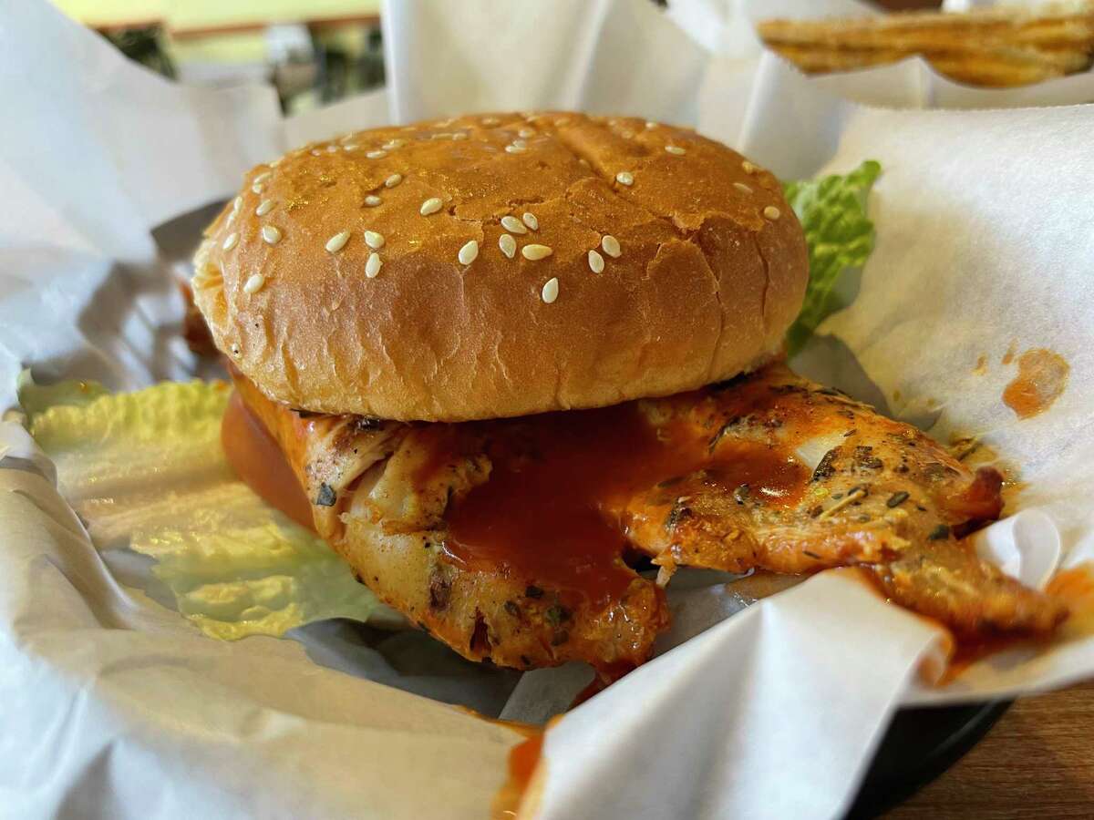 The Buffalo chicken breast sandwich at Wrigleyville Grill is a monster with chicken that expands well beyond the bread.
