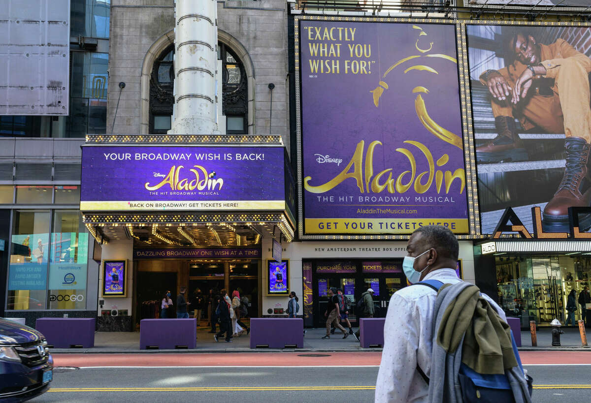 The Broadway production of the musical "Aladdin" has played at the New Amsterdam Theatre, above, since 2014. The show's second national tour will launch with 15 performances at Proctors in Schenectady in October 2022.