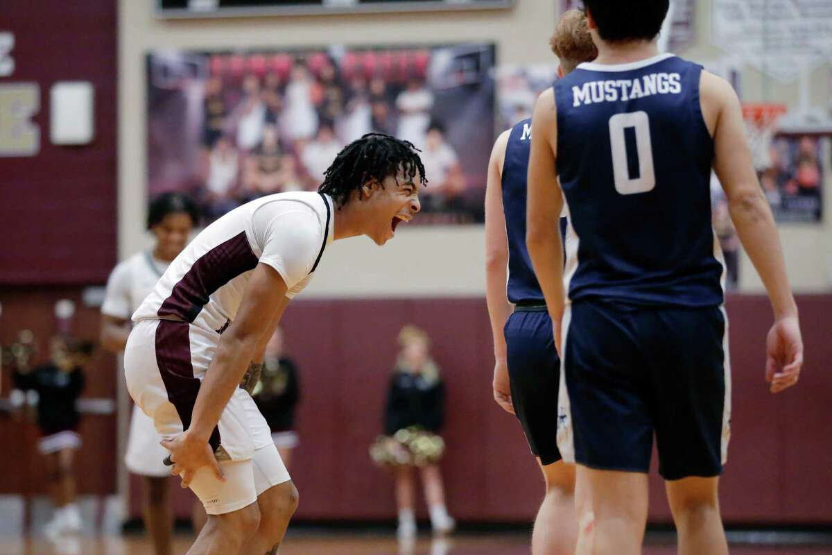 Summer Creek’s Jaleen Goodman reacts after their win over Kingwood at the end of their high school basketball game Wednesday, Feb. 9, 2022 in Houston, TX.