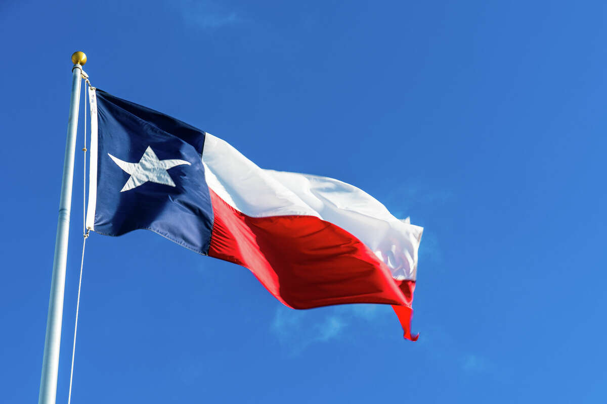 The Texas state flag waving in the wind.