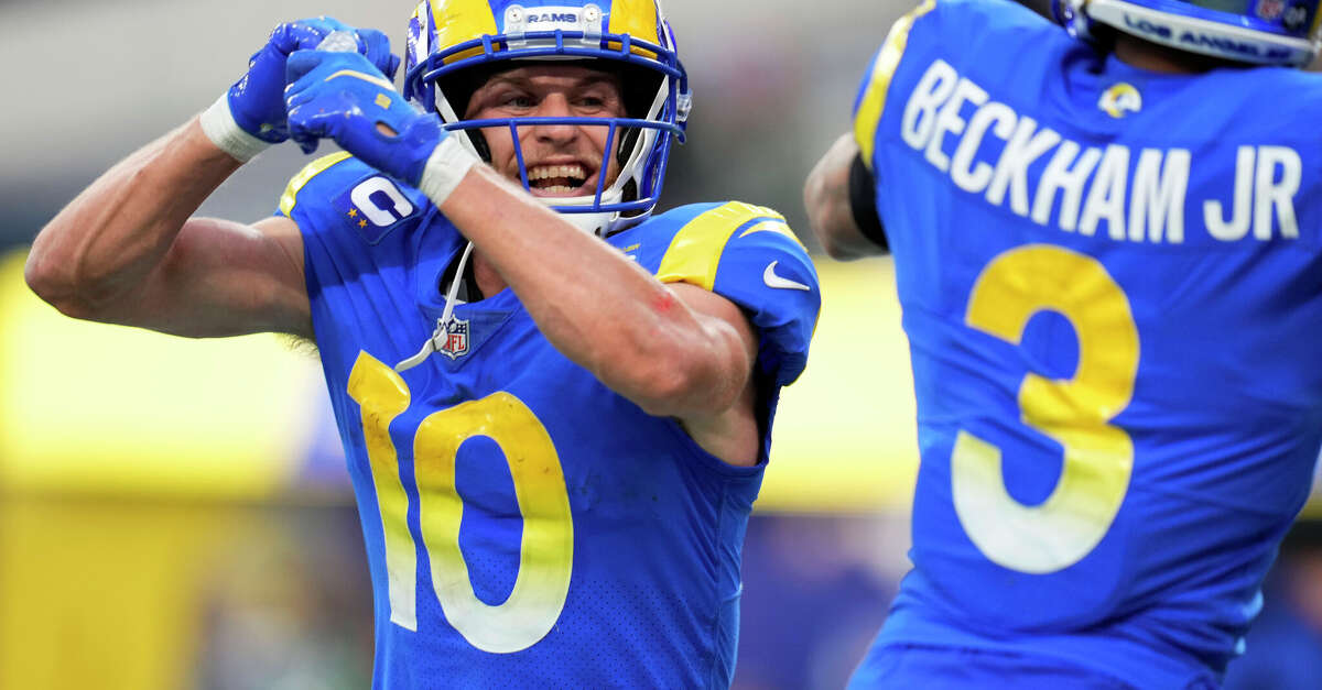 Rams receivers Cooper Kupp (left) and Odell Beckham Jr., both wear low jersey numbers.