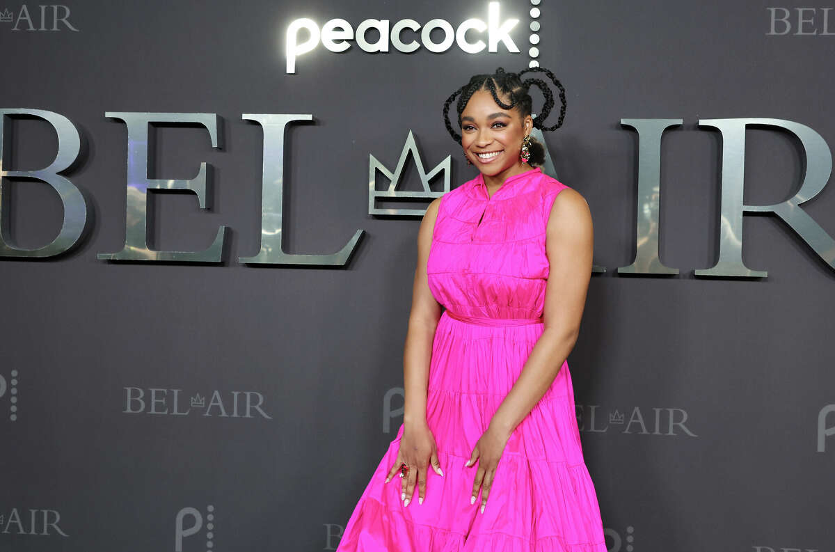 Simone Joy Jones attends Peacock's new series "BEL-AIR" premiere party and drive-thru screening experience at Barker Hangar on February 09, 2022 in Santa Monica, California. (Photo by Amy Sussman/WireImage)