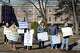 Several dozen people turned out for a rally in front of The Catholic Center in Bridgeport on Feb. 11. The rally was organized to show support following a recent decision for area Catholic schools to go mask-optional at the end of the month.