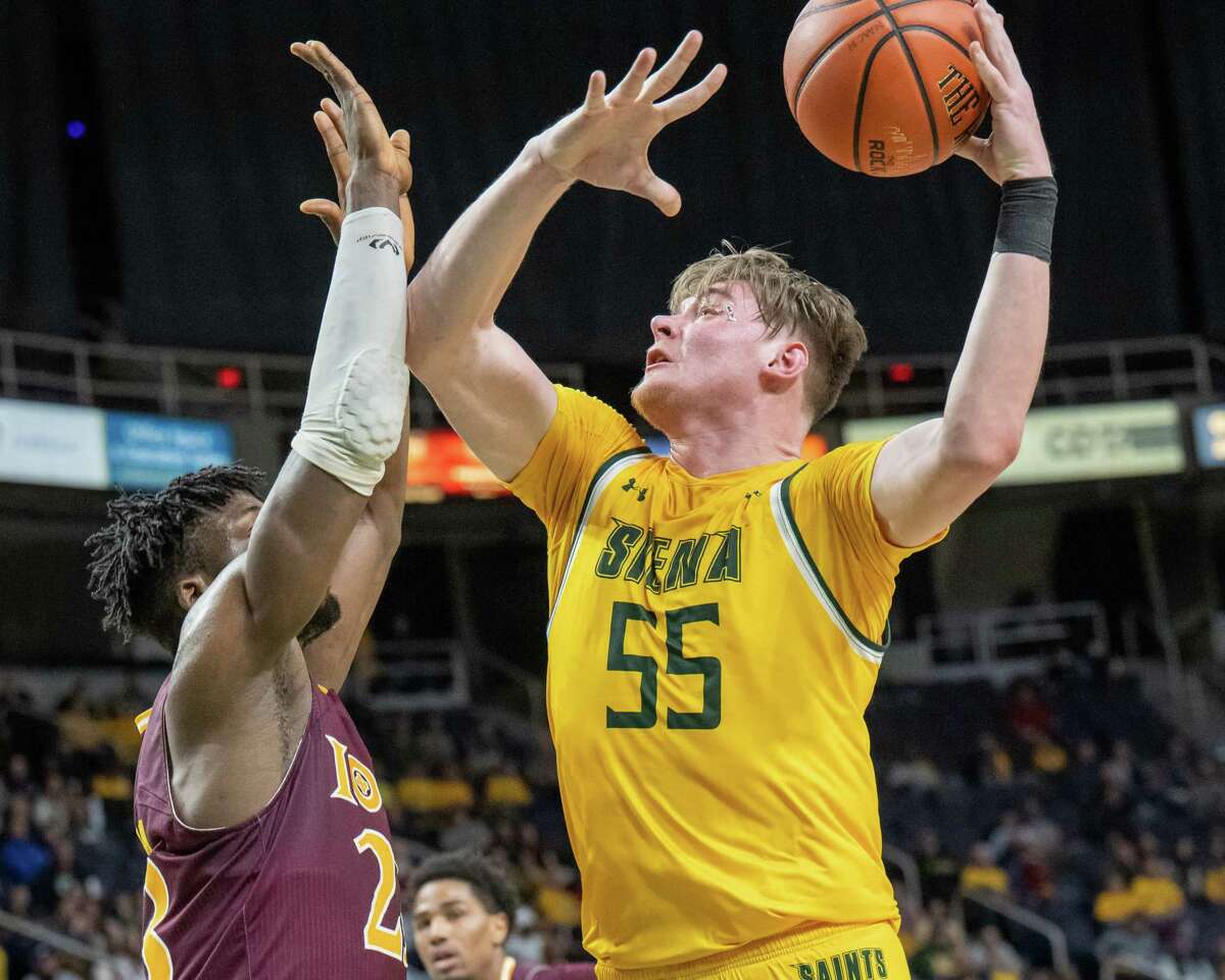 Siena graduate forward Jackson Stormo and teammates take on Iona tonight at MVP Arena. The Saints are raising the upper-deck curtains to sell more tickets.