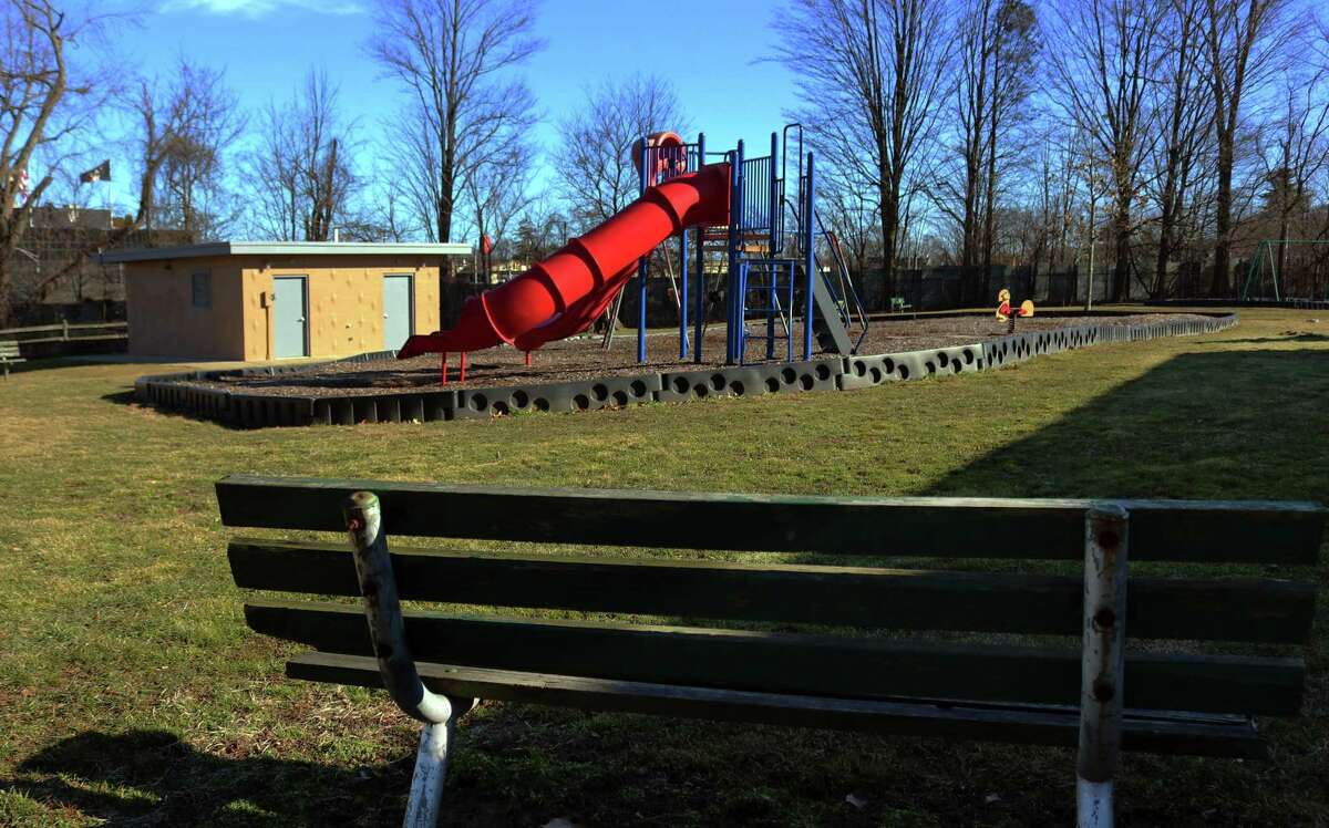 A view of the playground at Courtland Park in Stamford, Conn., on Friday February 11, 2022.