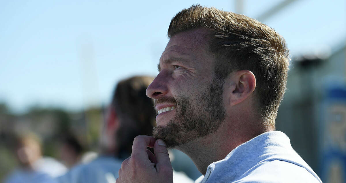 Head coach Sean McVay of the Los Angeles Rams is seen during a team photo at California Lutheran University on February 12, 2022 in Thousand Oaks, California. The Rams will play against the Cincinnati Bengals in Super Bowl LVI on February 13. (Photo by Kevork Djansezian/Getty Images)