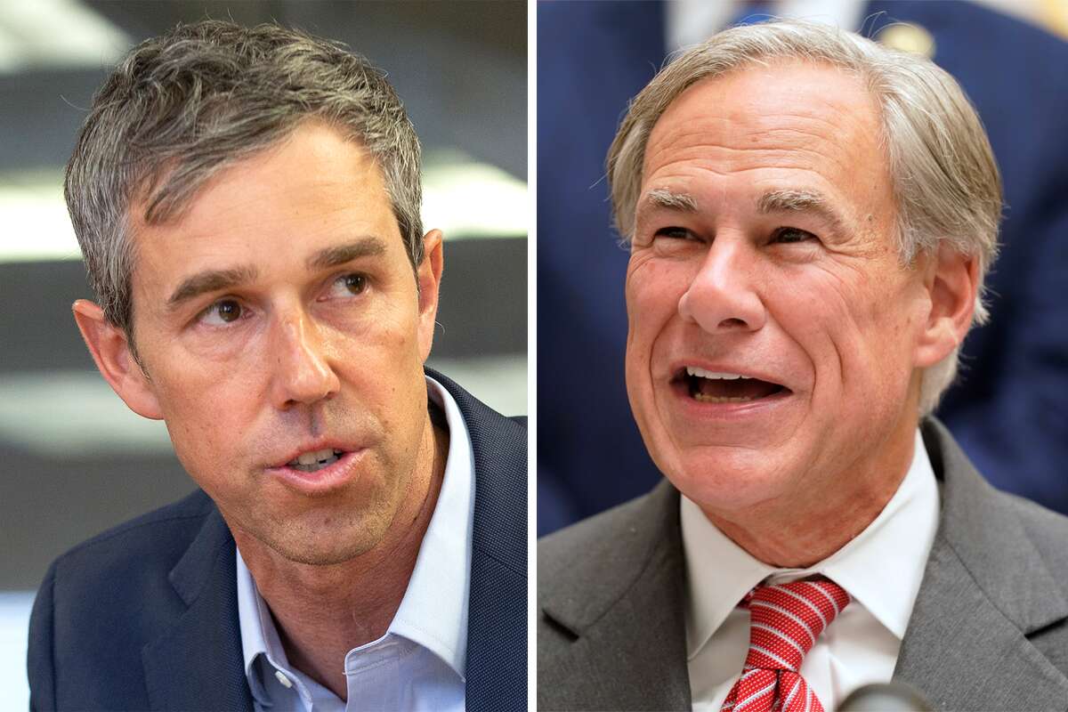 Beto O'Rourke and Gov. Greg Abbott are pictured together in this composite photo.