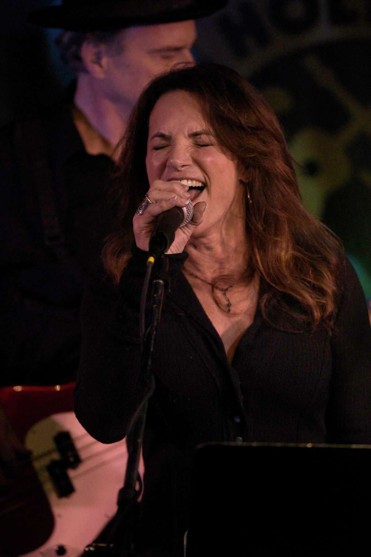 Singer Jill Rutsky, of Weston, performs during JD’S Jam night at Sugar Hollow Taproom, Connecticut’s newest music venue, located in Danbury on the Ridgefield border. Thursday night, February 10, 2022, Danbury, Conn.