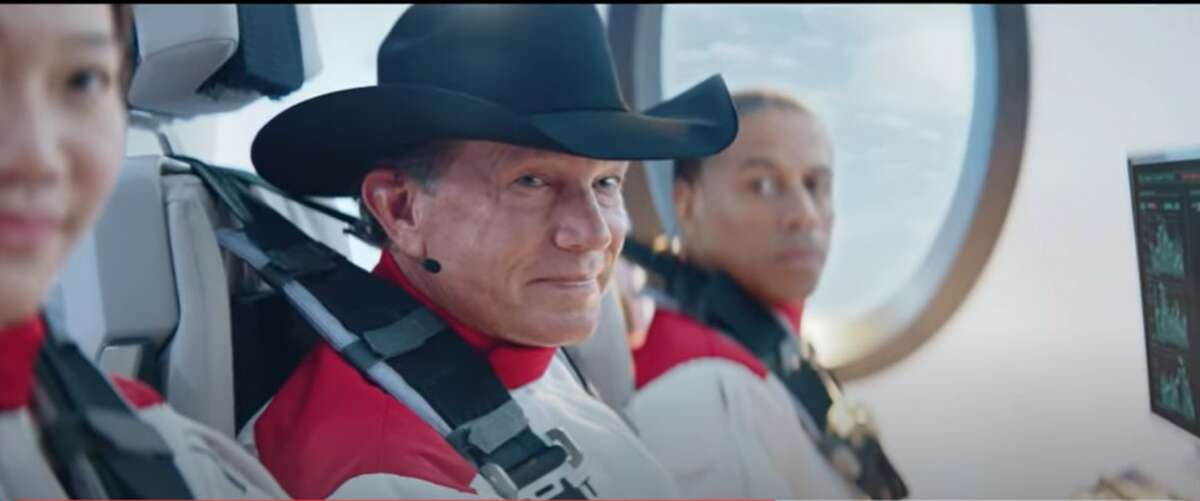 A photo still of George Strait in the Super Bowl LVI ad from H-E-B