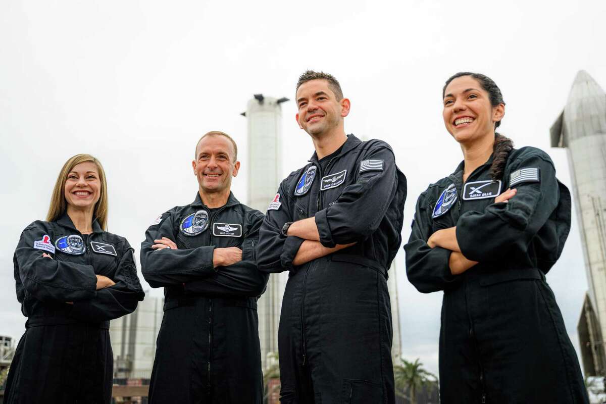 Pictured is the crew of the Polaris Dawn mission. From left is SpaceX employee Anna Menon, retired U.S. Air Force Lt. Col. Scott Poteet, tech entrepreneur Jared Isaacman and SpaceX employee Sarah Gillis.