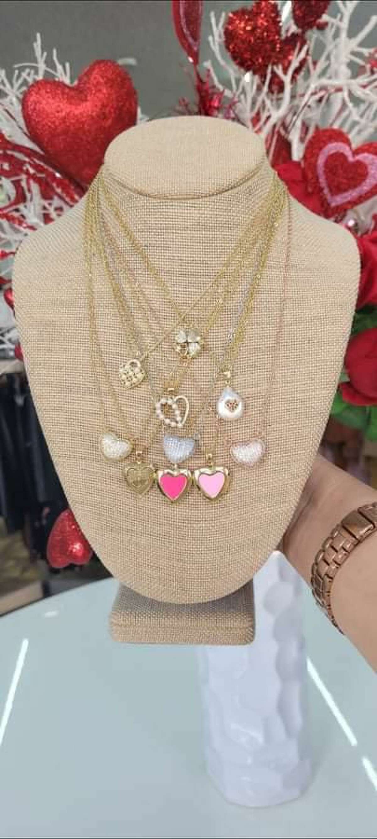 Pendants are showcased at Daisy’s Boutique in downtown Laredo.