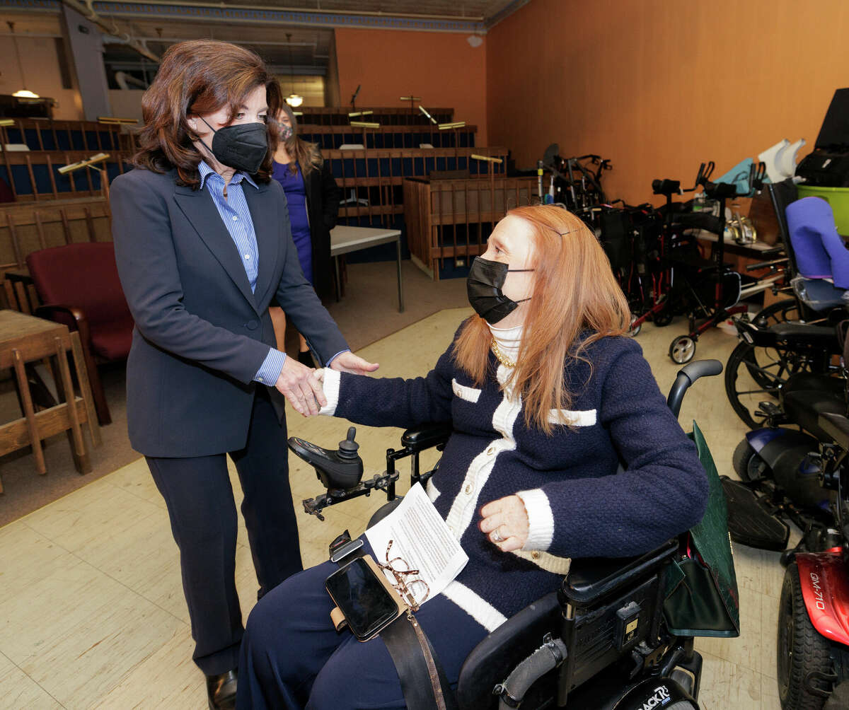Gov. Kathy Hochul on Monday introduced Kimberly T. Hill as the state's new chief disability officer during an event in Troy. (Mike Groll/Office of Governor Kathy Hochul)