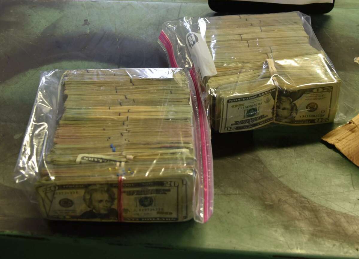 U.S. Customs and Border Protection officers said they seized more than $65,000 during an outbound inspection at the Juarez-Lincoln International Bridge on Jan. 24, 2022.