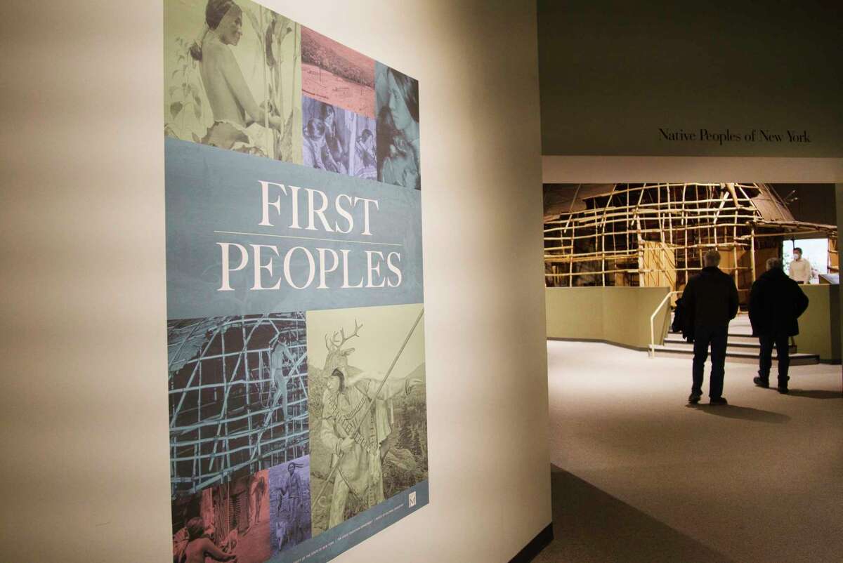 A view of an exhibit on the Haudenosaunee, who the Iroquois traditionally call themselves, in the First Peoples gallery at the New York State Museum on Tuesday, Feb. 15, 2022, in Albany, N.Y.