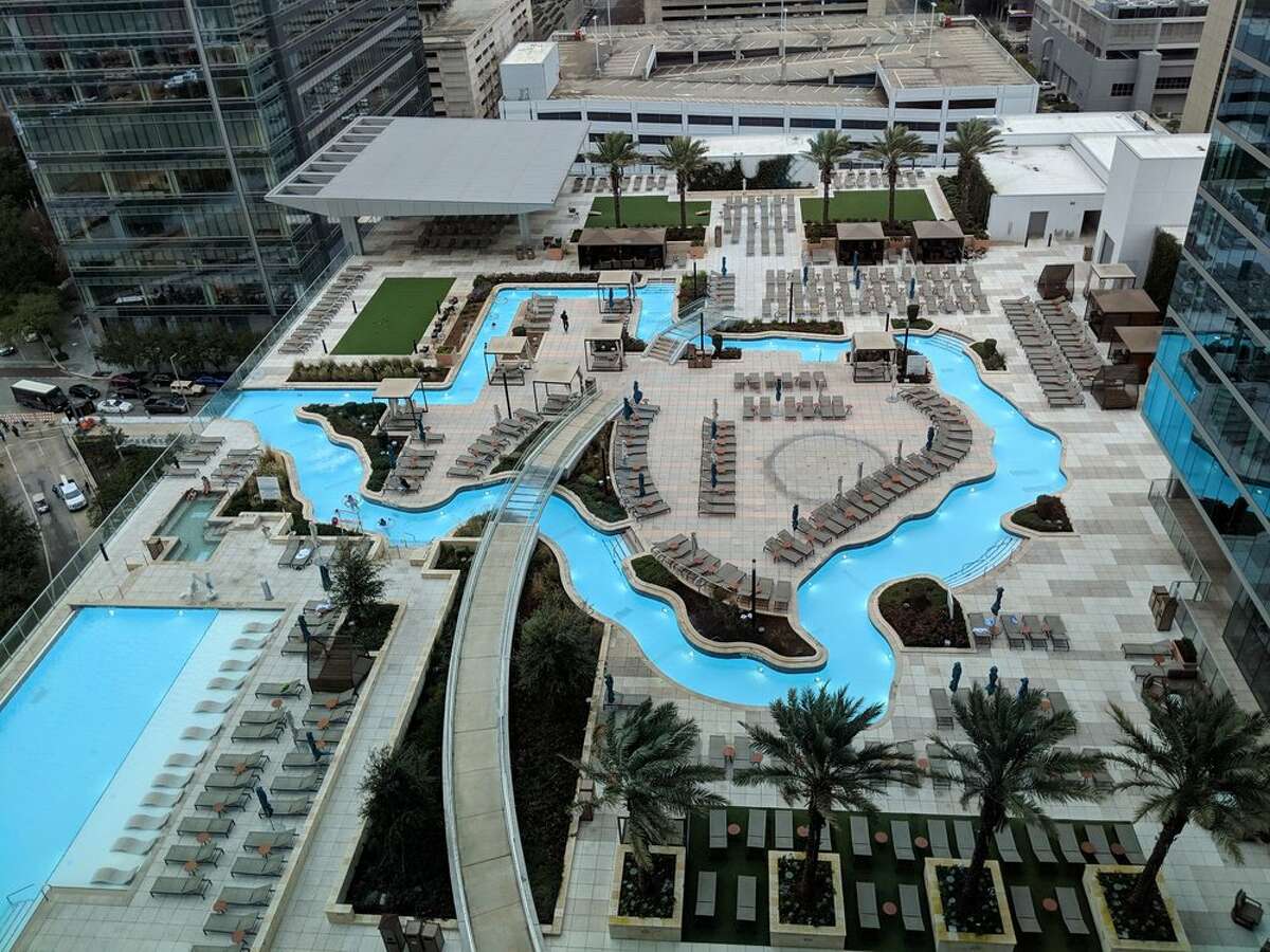 The lazy river in the shape of Texas at the Marriott Marquis.