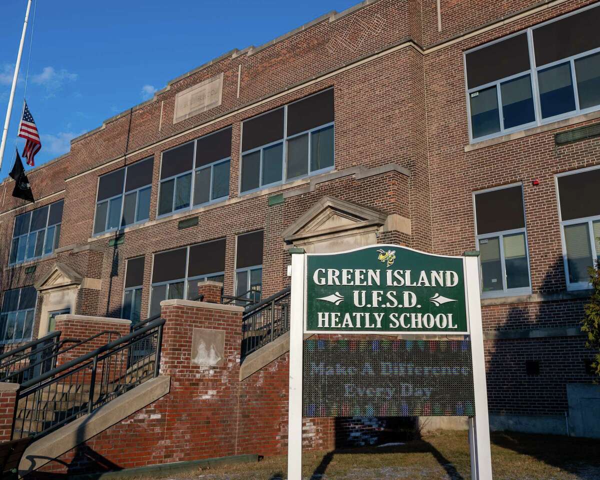The Heatly School in the Green Island Union Free School District on Tuesday, Feb. 15, 2022. Numerous school districts received an identical, threatening email Monday morning, the Albany County Sheriff’s Office said, including in Green Island. (Jim Franco/Special to the Times Union)