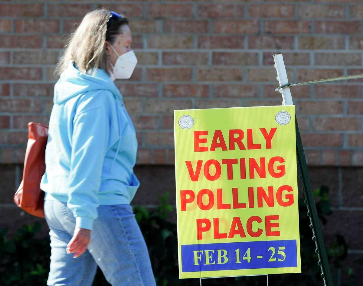 Voters head to the polls on the second day of Early Voting at the South Montgomery County Community Center, Tuesday, Feb. 15, 2022, in The Woodlands.