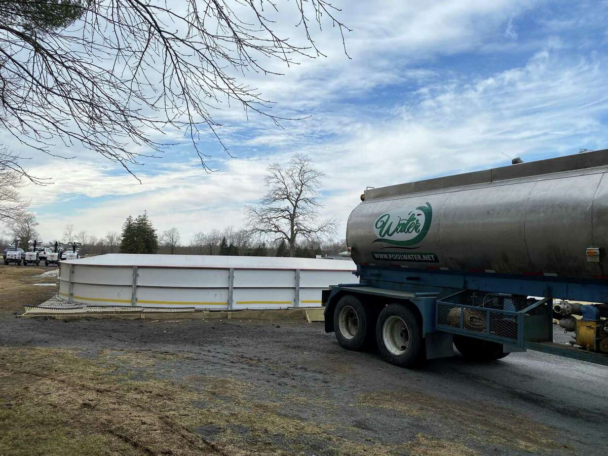 The Boucher Community Rink project had gotten as far as having a truck to deliver water for 60 x 120 square-foot rink, when weather caused it to be postponed.
