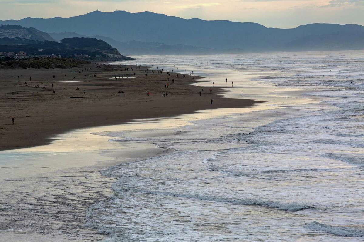 View of Ocean Beach, San Francisco. The National Weather Service warned of potentially dangerous sneaker waves along Bay Area coastlines.