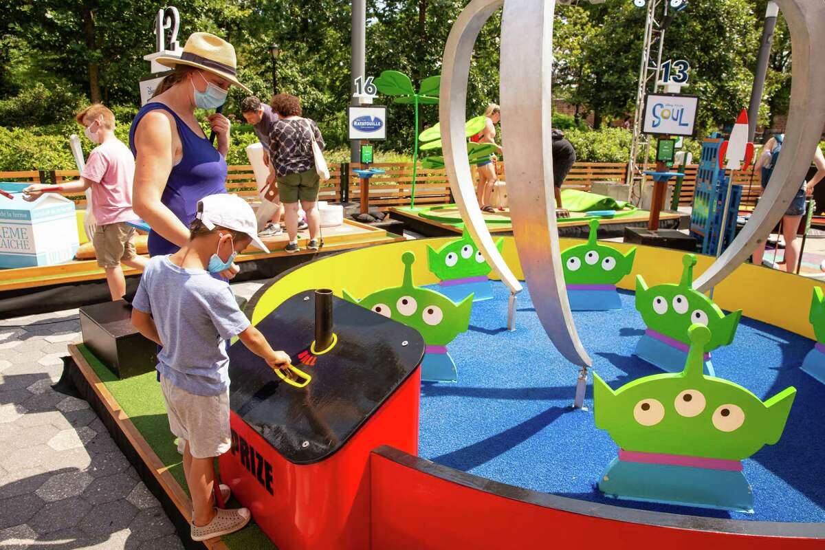 Pixar Putt is a mini-golf pop-up made up of 18 interactive holes inspired by Disney and Pixar films such as “Toy Story,” “Up” and “The Incredibles.”