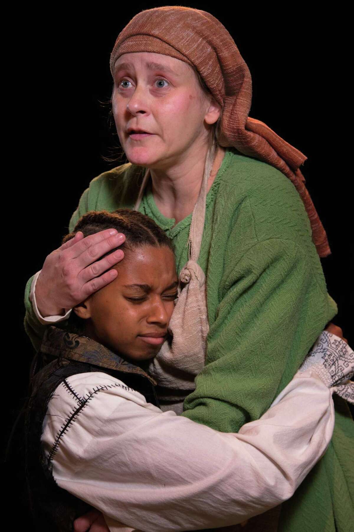 Pictured are Elizabeth Barnes as Joan of Arc and Shannon Emerick as her mother in Main Street Theater's "Mother of the Maid."