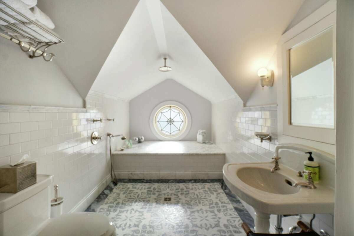 A bathroom in the house at 352 Saint Ronan Street in New Haven, Connecticut.