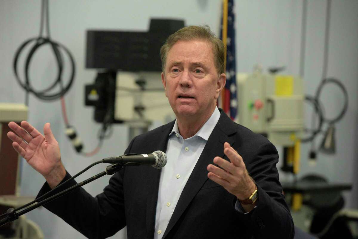 Gov. Ned Lamont in February 2022 at the Connecticut State Advanced Manufacturing Technology Center at Western Connecticut State University in Danbury, Conn.