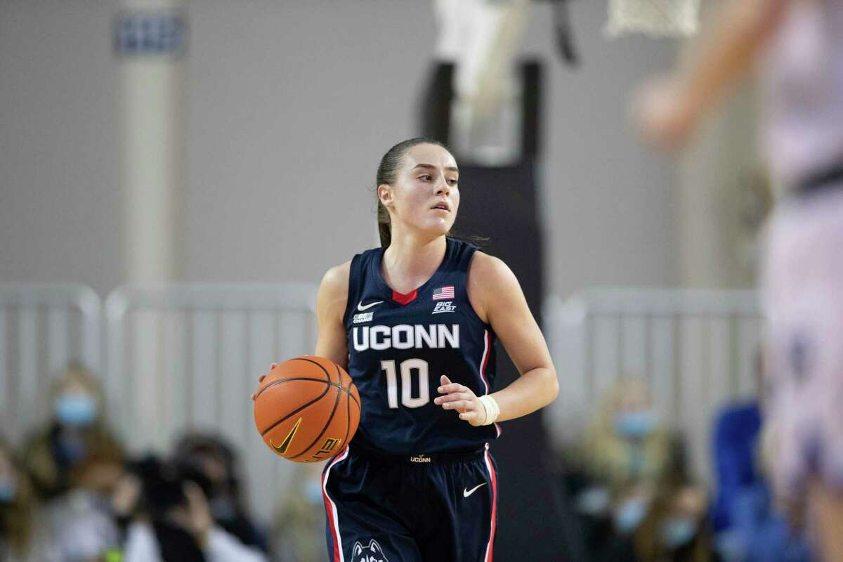 UConn’s Nika Muhl plays against Creighton in a Feb. 2 game.